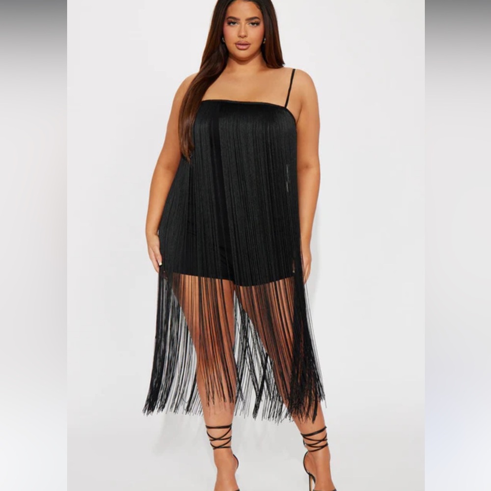 Fashion Nova Sway All Night Black Romper 1X NWT 1920’s Flapper Halloween